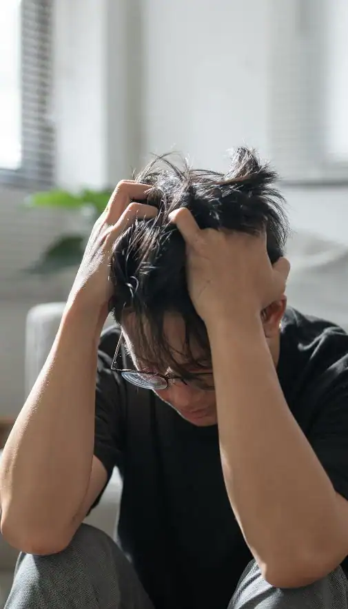 Image of upset man because of erectile dysfunction symptoms Liverpool